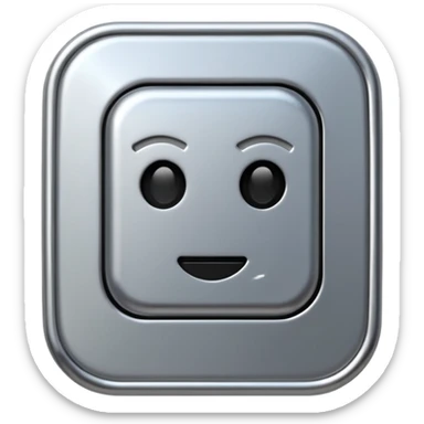 A futuristic microchip emoji made of polished silver chrome, minimal circuit details, smooth metallic surface, soft lighting, iOS emoji style, centered, clean white background sticker