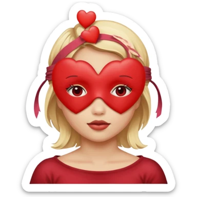 Blonde girl, blind folded, hearts, no eyes sticker