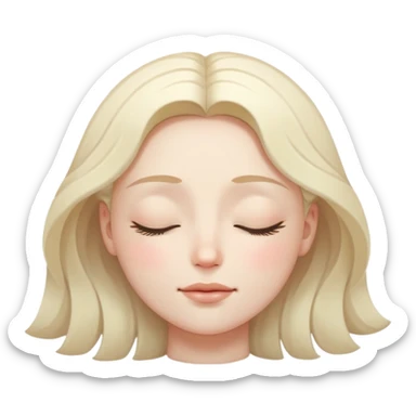 a face with closed eyes and a gentle, calming expression, radiating peaceful energy sticker