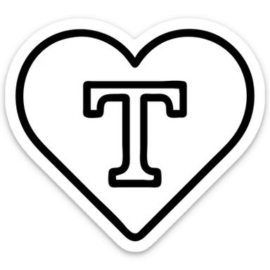 pink heart with a bold letter T in the center sticker