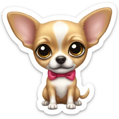 Tiny chihuahua with a bow sticker
