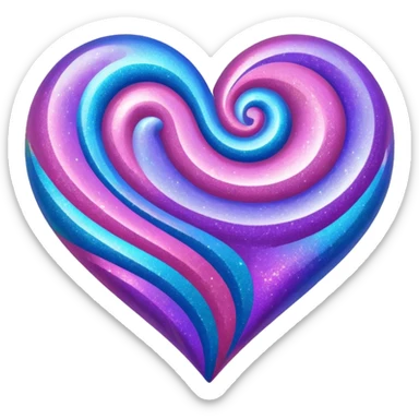 glitter heart with swirl multi-color pattern sticker