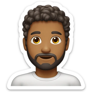 Un jeune homme, peau blanc avec une barbe légèrement fournie, des cheveux très courts bruns et un regard confiant sticker