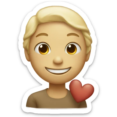 touching smiley holding a beige heart sticker