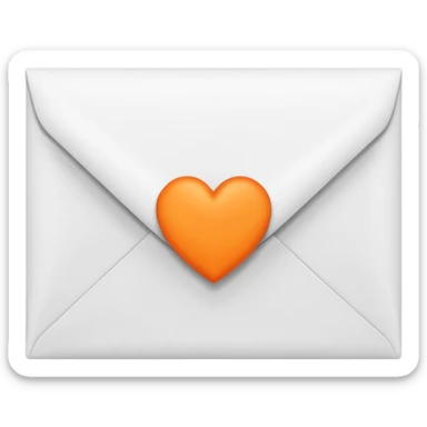 white envelop with small orange heart inside sticker