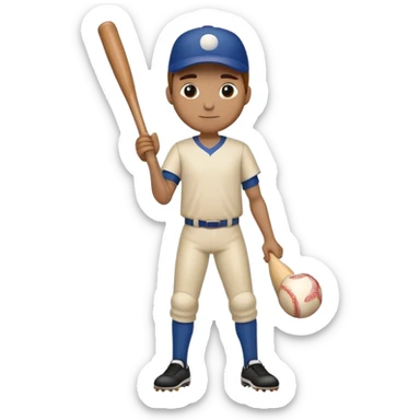 vertical baseball bat with legs arms and a face holding a smaller baseball bat sticker