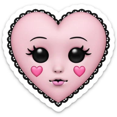 pastel goth heart emoji with pastel pink lace and studs sticker