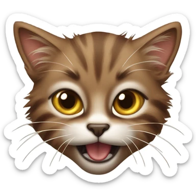 brown angry hissing kitten realistic sticker