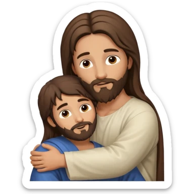 Niño abrazando a Jesús de Nazareth sticker