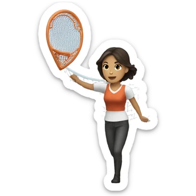 Tan skin Brunette female throwing a net to catch a man sticker