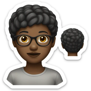 A black girl who wears glasses with a bowl haircut haïr black sticker