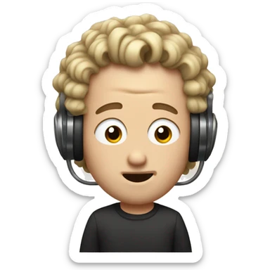 white man with short curl hair goes to the face with nose piercing sing in a mic sticker