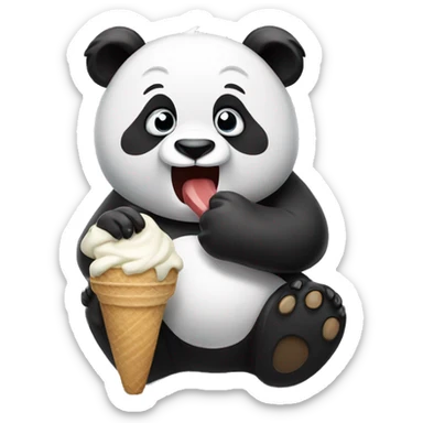 Panda eating ice cream sticker