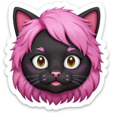 Black cat wearing a male pink hair wig sticker