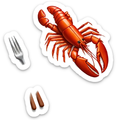 “Cooked red lobster with white rice on a plate, vibrant and simple.” sticker