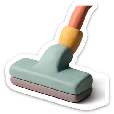 close-up of a vacuum cleaner nozzle in claymation style, matte finish, soft lighting, pastel colors sticker