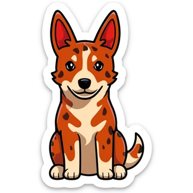 cute red heeler cattle dog head with characteristic red speckled coat and alert expression sticker