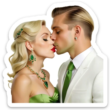 blonde couple kiss with jewelry sticker