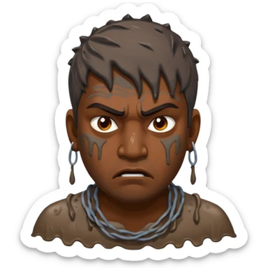 Indian man covered in dirty chunky mud angry sticker