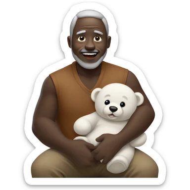 papa oso negro abrazando a osito blanco sticker