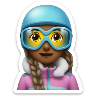 Girl on skis with goggles sticker