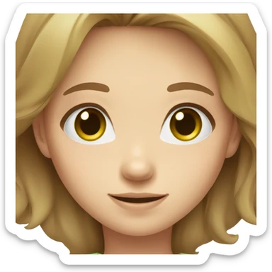 smiley girl light brown hair green eyes coy clothes sticker