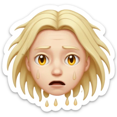 abject fear and misery, dread, stylized emoji, exaggerated expression, pale face, sweat drops sticker