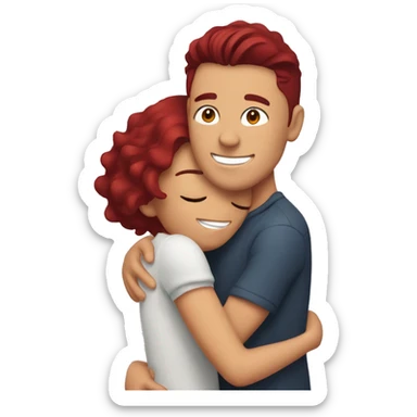Girl with burgundy hair, hugging her boyfriend intimately sticker