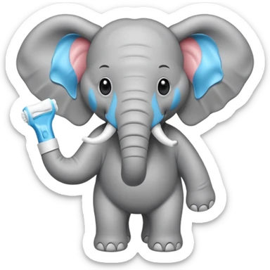 elephant with a tube of toothpaste sticker