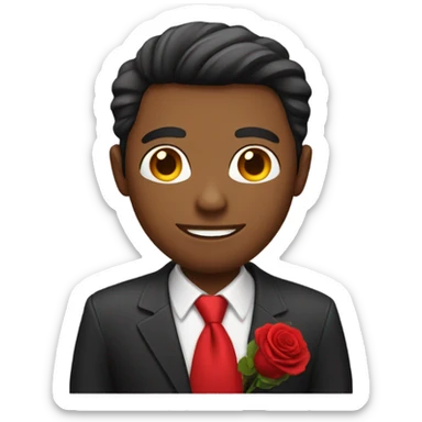 American guy with red rose flower bouquet  sticker