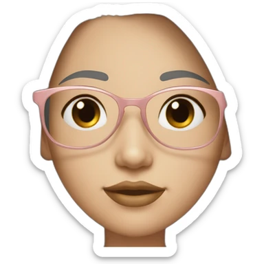 young white girl with rose gold glasses and black straight hair sticker