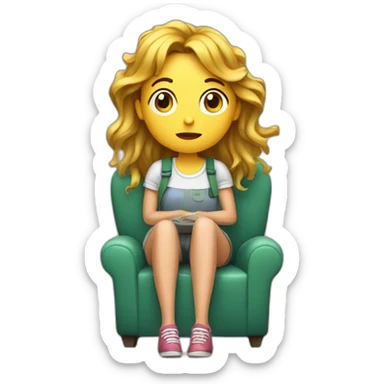 Couch potato girl wating seaweed sticker