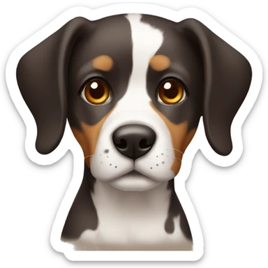 tricolor dog with brown eyes  sticker
