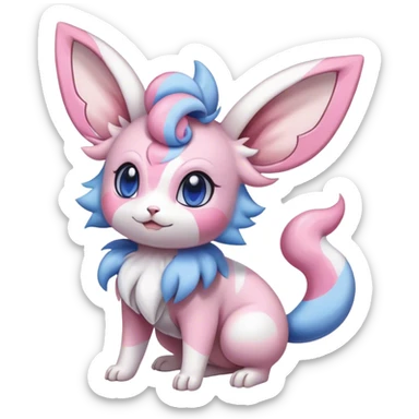 Colorful Sylveon-Espurr-Minccino-hybrid sticker