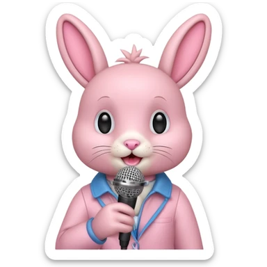 pink bunnie singing , holding mic sticker