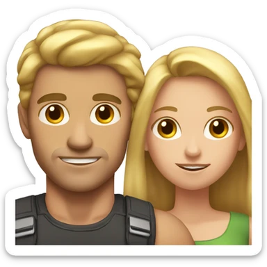 A couple. The guy is very muscular with brown hair and the girl has long blonde hair  sticker