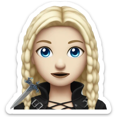 goth girl with blue eyes with dagger sticker