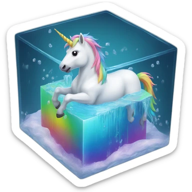 rainbow-unicorn-in-water-frozen-cube sticker