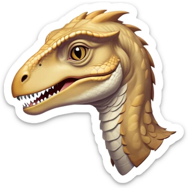 Beautiful and Majestic jurassic park Velociraptor Portrait Emoji, Head and body rendered in serene repose with a subtle, confident smile, showcasing a lithe, agile form with a refined, noble snout and eyes softly closed in tranquil contemplation, Simplified yet exquisitely endearing features, highly detailed, glowing with a soft, drowsy prehistoric light, high shine, relaxed and utterly majestic, stylized with an air of timeless dinosaur elegance, soft glowing outline, capturing the essence of a beautiful and majestic jurassic park Velociraptor that embodies the legendary spirit of jurassic park Park dynamics! sticker