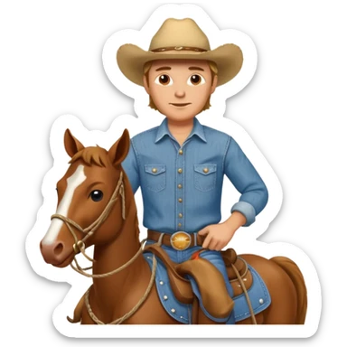 Rancher Riding A Horse And Roping Cattle sticker