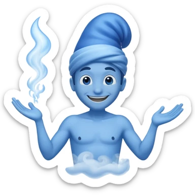 blue genie emerging smoke. sticker