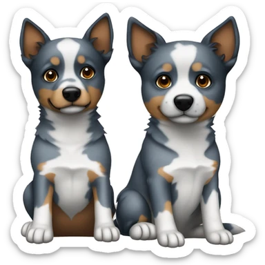 2 blue heeler dogs sitting next to each other sticker