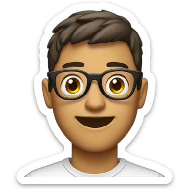 JOVEN DE 17 AÑO CON LENTES MIRANDO A LA CAMARA FIJAMENTE sticker