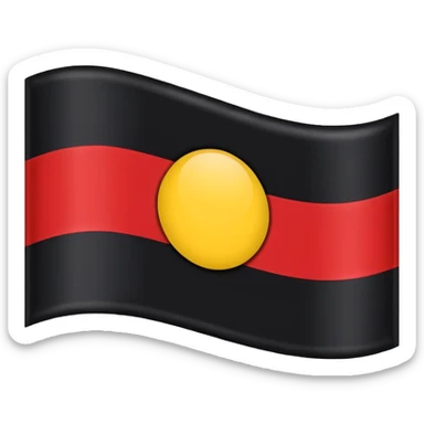 A wawy black and red rectangle with medium sized yellow circle in the middle flag sticker
