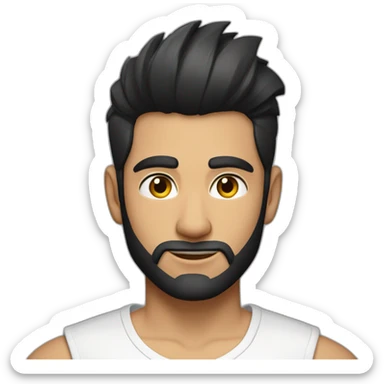 white skin indian in plain white shirt with sleeve up and quiff black hair and very light beard avatar sticker