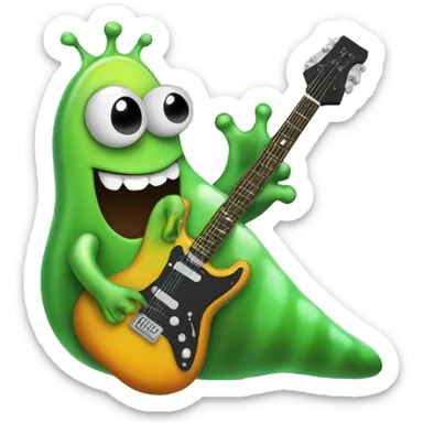 Happy slimy slug playing electric guitar sticker