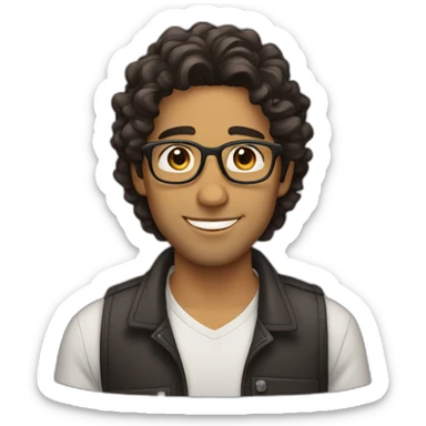 Hispanic dude. Wavy hair. Glasses. Brown eyes. Dimples sticker