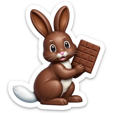 Chocolate Easter bunny with a bite taken out of its rear end sticker