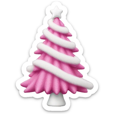 Pink Christmas tree with white ornaments sticker