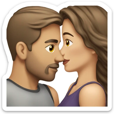 White skin brunette hair couple kissing  sticker